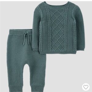 Carter's Just One You Baby Boys' 2pc Cable Knit Sweater Set - Green 3M